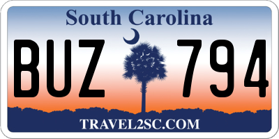 SC license plate BUZ794