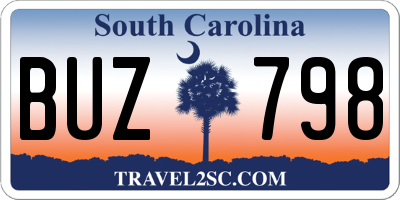 SC license plate BUZ798