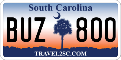 SC license plate BUZ800
