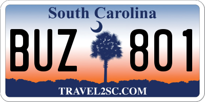 SC license plate BUZ801