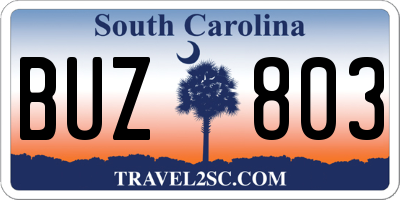 SC license plate BUZ803