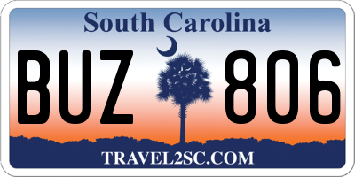 SC license plate BUZ806