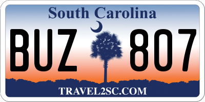 SC license plate BUZ807