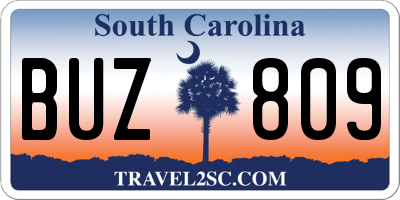 SC license plate BUZ809