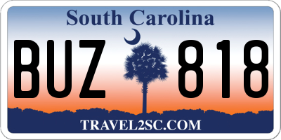 SC license plate BUZ818