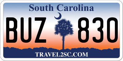 SC license plate BUZ830