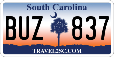 SC license plate BUZ837