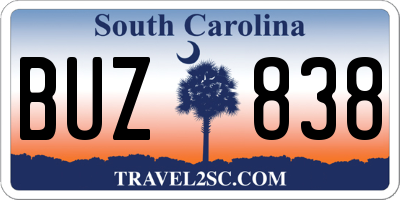 SC license plate BUZ838
