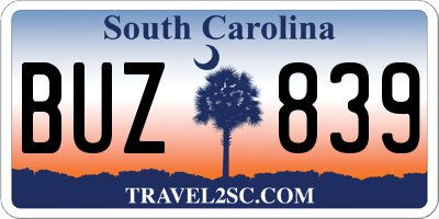 SC license plate BUZ839