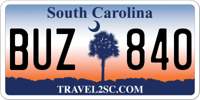 SC license plate BUZ840
