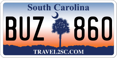 SC license plate BUZ860