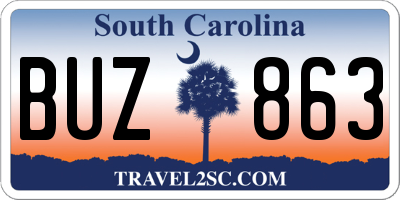 SC license plate BUZ863
