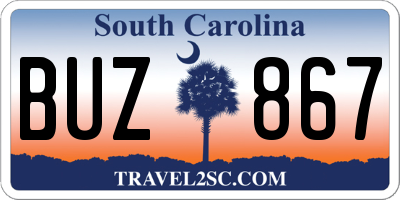 SC license plate BUZ867