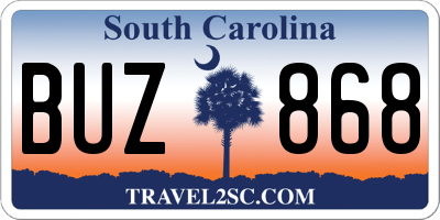 SC license plate BUZ868
