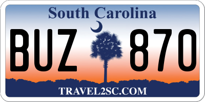 SC license plate BUZ870