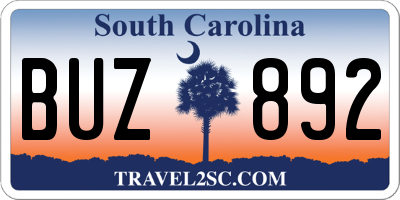 SC license plate BUZ892