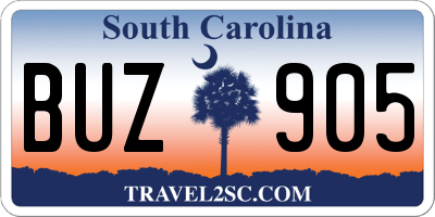 SC license plate BUZ905