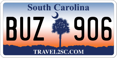 SC license plate BUZ906