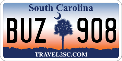 SC license plate BUZ908