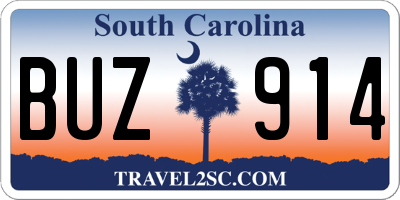 SC license plate BUZ914