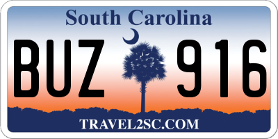 SC license plate BUZ916