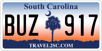SC license plate BUZ917
