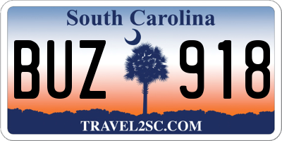SC license plate BUZ918
