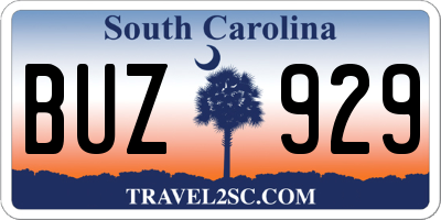 SC license plate BUZ929