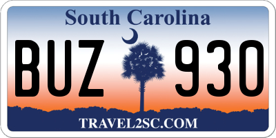 SC license plate BUZ930