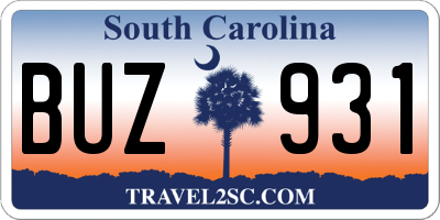 SC license plate BUZ931