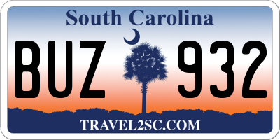 SC license plate BUZ932