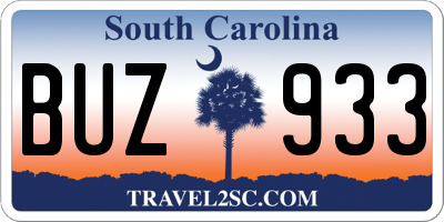 SC license plate BUZ933