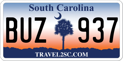 SC license plate BUZ937