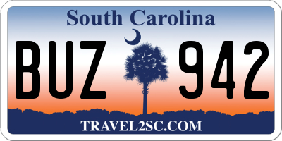 SC license plate BUZ942