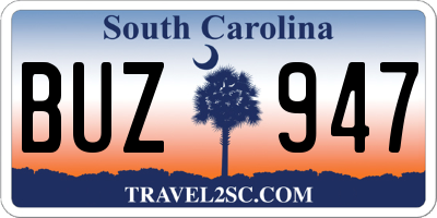 SC license plate BUZ947