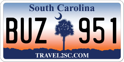 SC license plate BUZ951