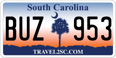 SC license plate BUZ953