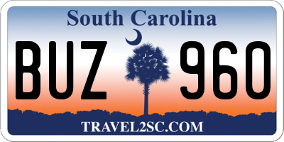 SC license plate BUZ960