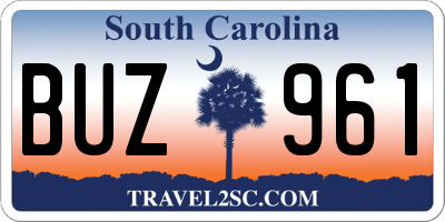 SC license plate BUZ961