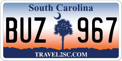 SC license plate BUZ967