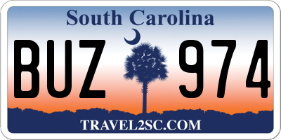 SC license plate BUZ974