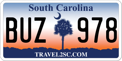 SC license plate BUZ978