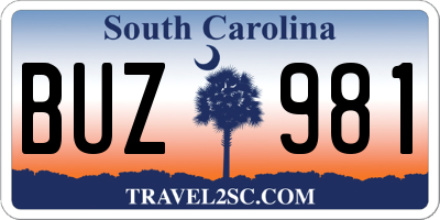SC license plate BUZ981