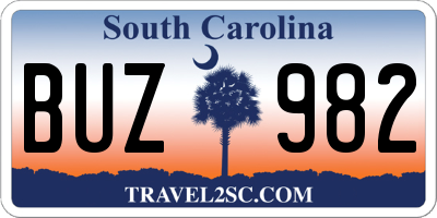 SC license plate BUZ982