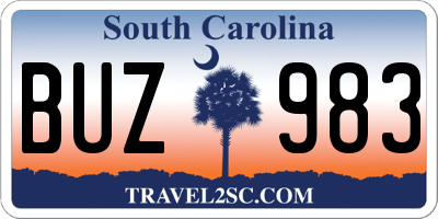 SC license plate BUZ983