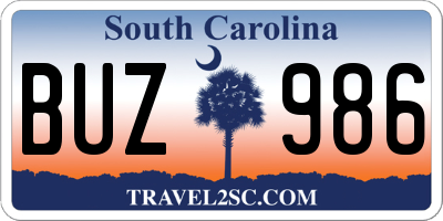 SC license plate BUZ986