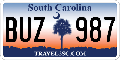 SC license plate BUZ987