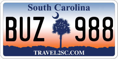 SC license plate BUZ988