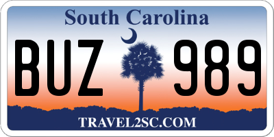 SC license plate BUZ989