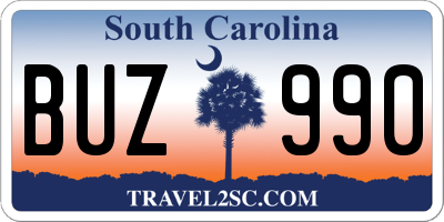 SC license plate BUZ990